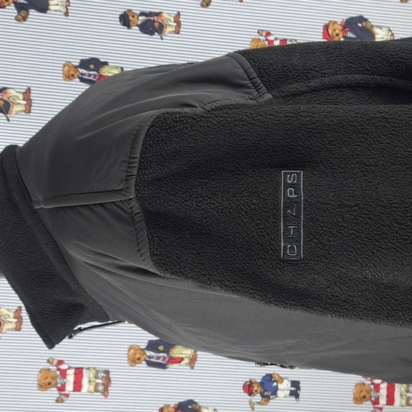 Y2K Chaps Ralph Lauren full zip fleece & nylon top 2 pocket 2XL black jacket - Picture 2 of 9
